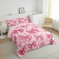 thumbnail image 4 of Manfei Pink Princess Bow-tie Queen Comforter Set for Kids, Kawaii Love Heart Bedding Sets, cartoon Bow Theme Reversible Bedding Comforter Set, Luxury Bedroom Decor, 3 Pieces, 4 of 9