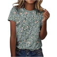 thumbnail image 3 of Jsaierl Womens Summer Short Sleeve Shirts Floral Printed Plus Size Round Neck Tee Blouses Casual Loose Comfy Dressy Tunic Tops, 3 of 6