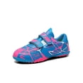 thumbnail image 3 of Daeful Crampons de Soccer pour Enfants à Bande Magique Chaussures de Soccer Bout Rond Espadrilles de Sport Entraînement Légères Flexibles Basses Chaussures de Course TF Crampons Rose 3Y, 3 of 9