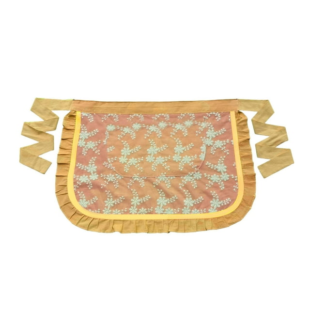 PEKIOGT Waist Apron Soft Oil Proof Lace Embroidered Women Server Waitress Short Half Apron with 2 Pockets for Kitchen