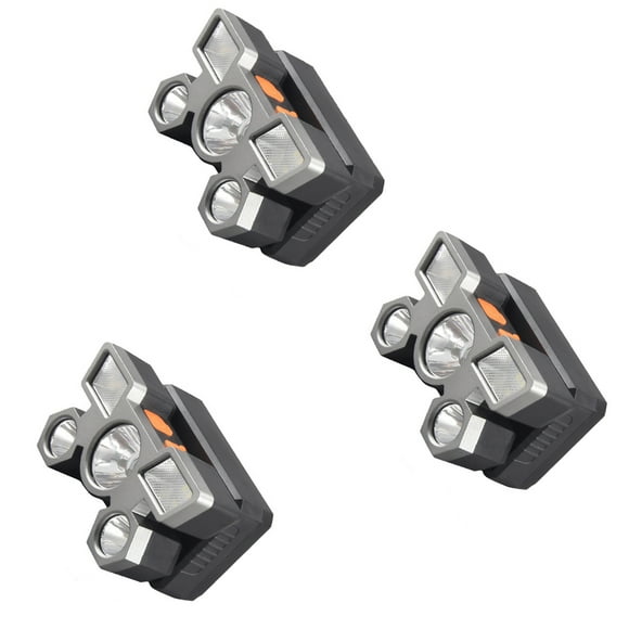 Eigraketly 3 uds. Linterna Led montada en la cabeza de pesca, linterna frontal fuerte para acampar, recargable por USB, de largo alcance para el trabajo y Estufas de camping Plata