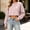 Pink women's cropped ribbed top a1, variant on thefmos Women's Cropped Ribbed Knit Top Round Neck Long Sleeve Short Sweater Fashion Fall Winter Casual Outfit, Hot Pink XL
