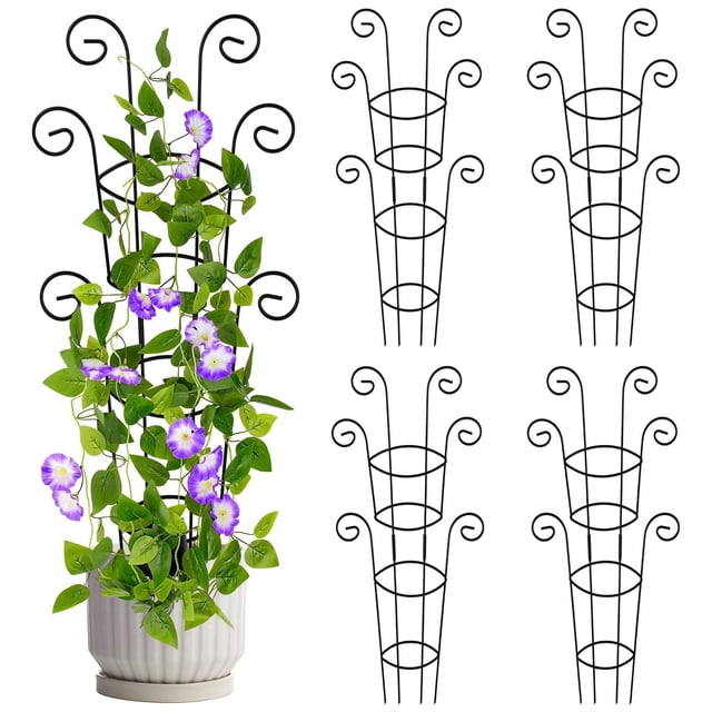 Trepador para plantas QIAOKAIYAN, 76 cm de alto, metálico, paquete de 4, resistente al óxido