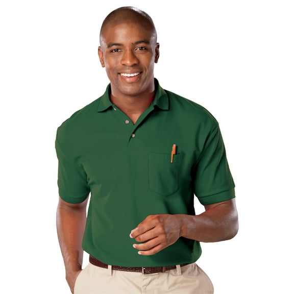 BlueGeneration Mens Short Sleeve Superblend Pique With Pocket - Hunter 6 Extra Large Solid