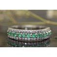thumbnail image 2 of HeartsAndYou Natural Emerald Moissanite Three Row Half Eternity Band 14k SOLID White Gold, 2 of 8
