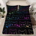 thumbnail image 2 of Homewish Stripe Cat Kitten Full Size Sheets,Cartoon Cat Bed Sheets,Black Pink Yellow Sheet Sets For Kids,Breathable Home Decor,4pcs, 2 of 7