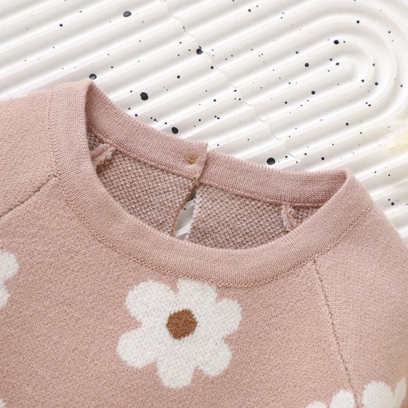 B91xZ Bodysuits for Baby Girls Oversized Sweater Romper Fall Winter Clothes (Pink, 3-6 Months)