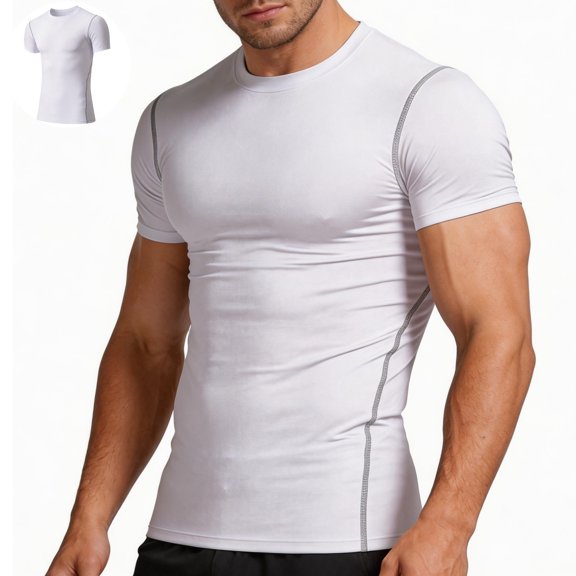 Yifymode Mens Compression Shirt Shapewear Undershirt Slimming Short Sleeve | Tummy Control Athletic Body Shaper Workout Top