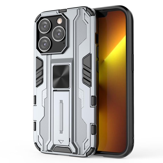 SaniMore for iPhone 14 Pro 6.1" 2022 Case with Hidden Bracket, Manetic Car Mount Hybird Heavy Duty Protective Tri-layer Shockproof Drop-proof Cover For iPhone 14 Pro 6.1" 2022, Gray