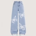 thumbnail image 4 of ITSAME Wide Leg Jeans for Girls, Stretchy Fit Fashion Print Elastic Waist Kids Casual Denim Pants Blue Size 9-10, 4 of 8