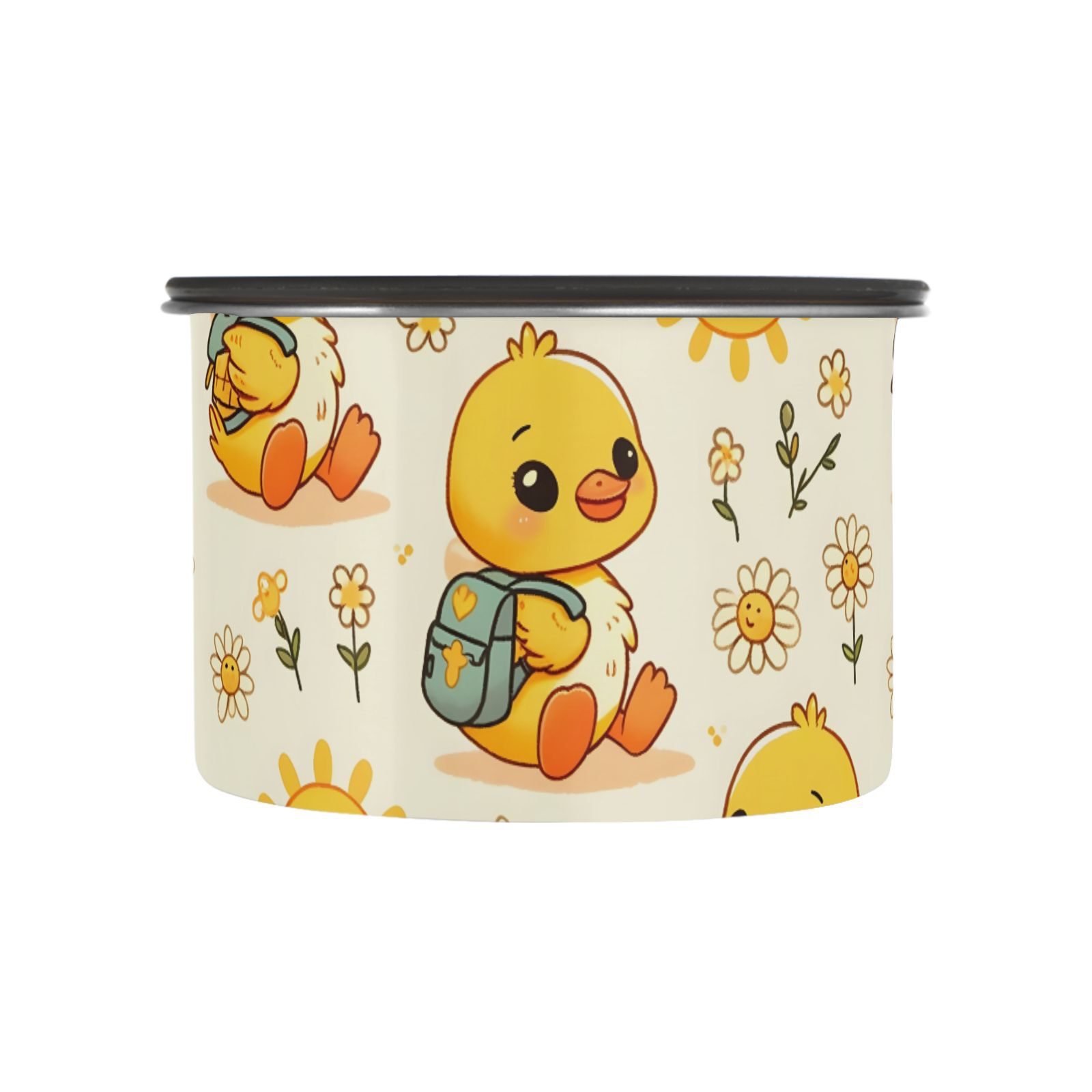 Cute Duck Daisy Flower Airtight Coffee Bean Canister 30oz Food Storage Containers with Lids For Gournd, Tea, Sugar, Flour, Rice, Cereal, Candy Cookie Jar