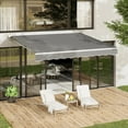 thumbnail image 3 of AECOJOY 13x8FT Outdoor Awning, Patio Sun/Rain Shelter w/Manual Crank, Grey, 3 of 7