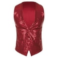 thumbnail image 3 of TiaoBug Womens Shiny Sequins Vest Button Sleeveless Jacket Nightclub Prom Party Waistcoat Red 4XL, 3 of 7