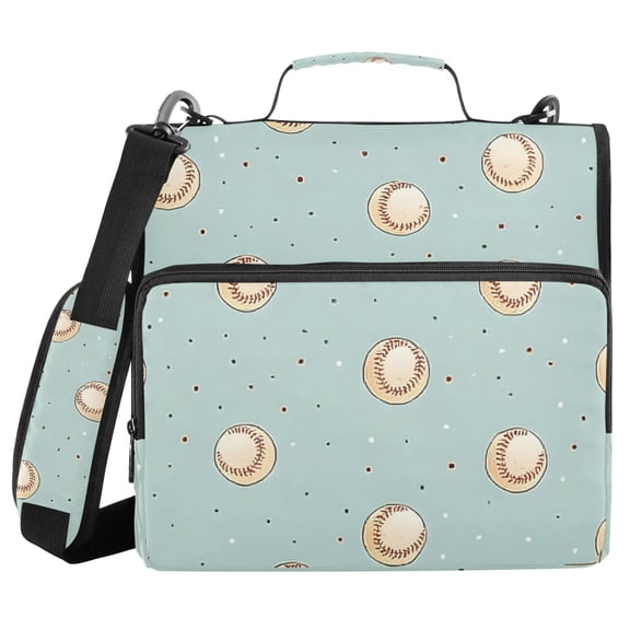 3 Ring Zipper Binder with Shoulder Strap Waterproof Trapper Keeper 2 Inch D-Ring 500 Sheets Capacity Cute Little Baseballs
