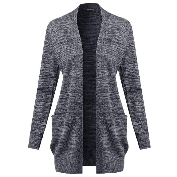 FashionOutfit Women's Casual Solid Open Front Raglan Long Sleeve Cardigan with Pockets