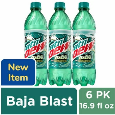 Mountain Dew Baja Blast Soda Bottles 6 bottles / 16.9 fl oz - Pack of 2