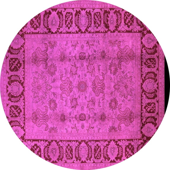 Ahgly Company Indoor Round Oriental Pink Traditional Area Rugs, 3' Round