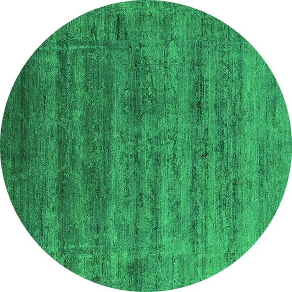 Ahgly Company Indoor Round Oriental Green Industrial Area Rugs, 4' Round
