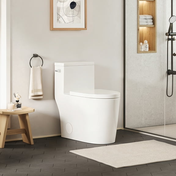 Braila Side-Flush Elongated One-Piece White Ceramic Toilet with ADA Chair Height
