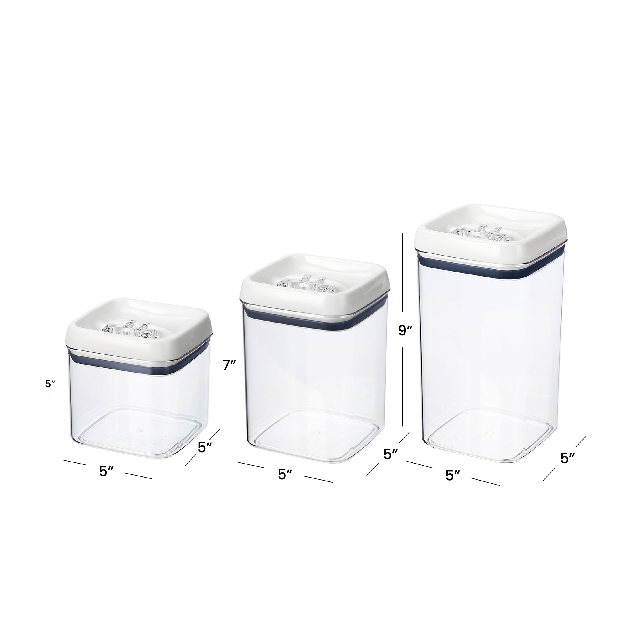 Better Homes & Gardens Canister Pack of 3, Flip-Tite® Square Food Storage Container Set, Made for Pantry Organization and Food Storage