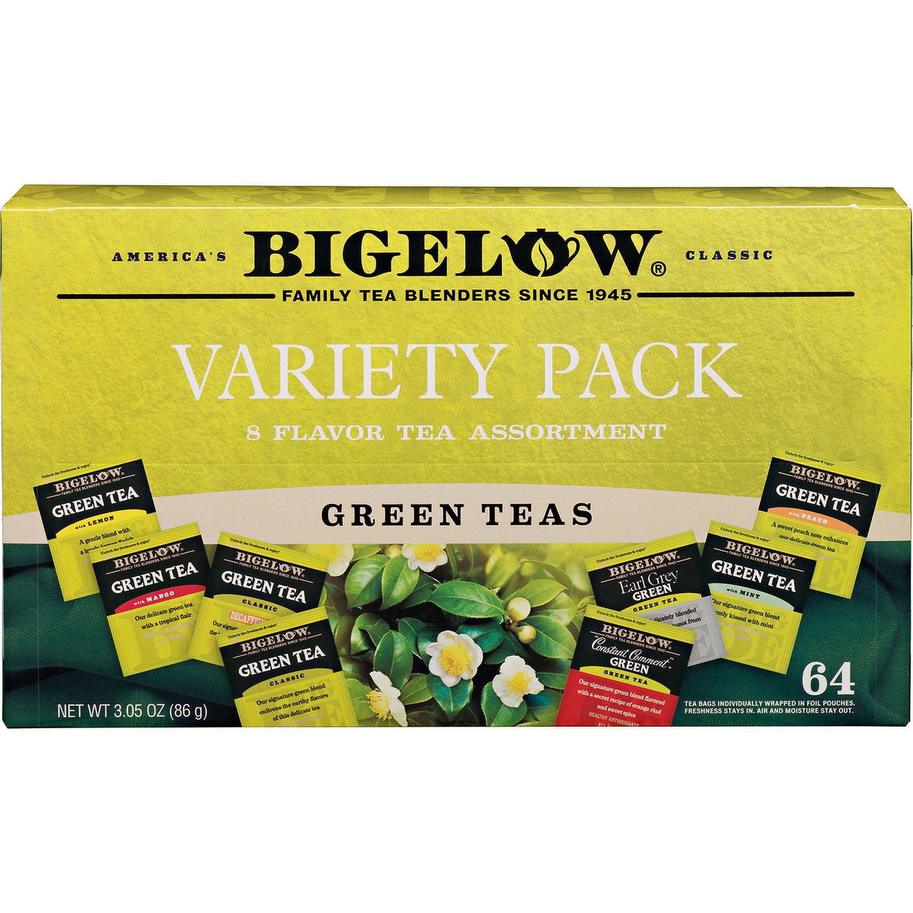 Bigelow 30568CT Green Tea Assortment Variety Gift Box: 64 / Box, 6 Boxes / Carton