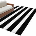 thumbnail image 2 of White Black Striped Washable Area Rugs 2.7'x5', Simple Stripes Background Low Pile Throw Living Room Rug Non-Slip Sturdy Edge Binding Carpet for Indoor Entryway Bedside Kitchen, 2 of 9