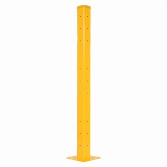 Vestil GR-F3R-BO-TP60-YL 53.875 in. Steel Rigid Tube Post Bolt On Style for 3 Ribbed Guard Rails - Yellow