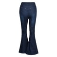 thumbnail image 4 of FASHIONWT Women Denim Jeans Bell-Bottom Jeans High Waist Micro Elastic Lace Up Flared Pants Wide Leg Pants Full-length Jeans, 4 of 6