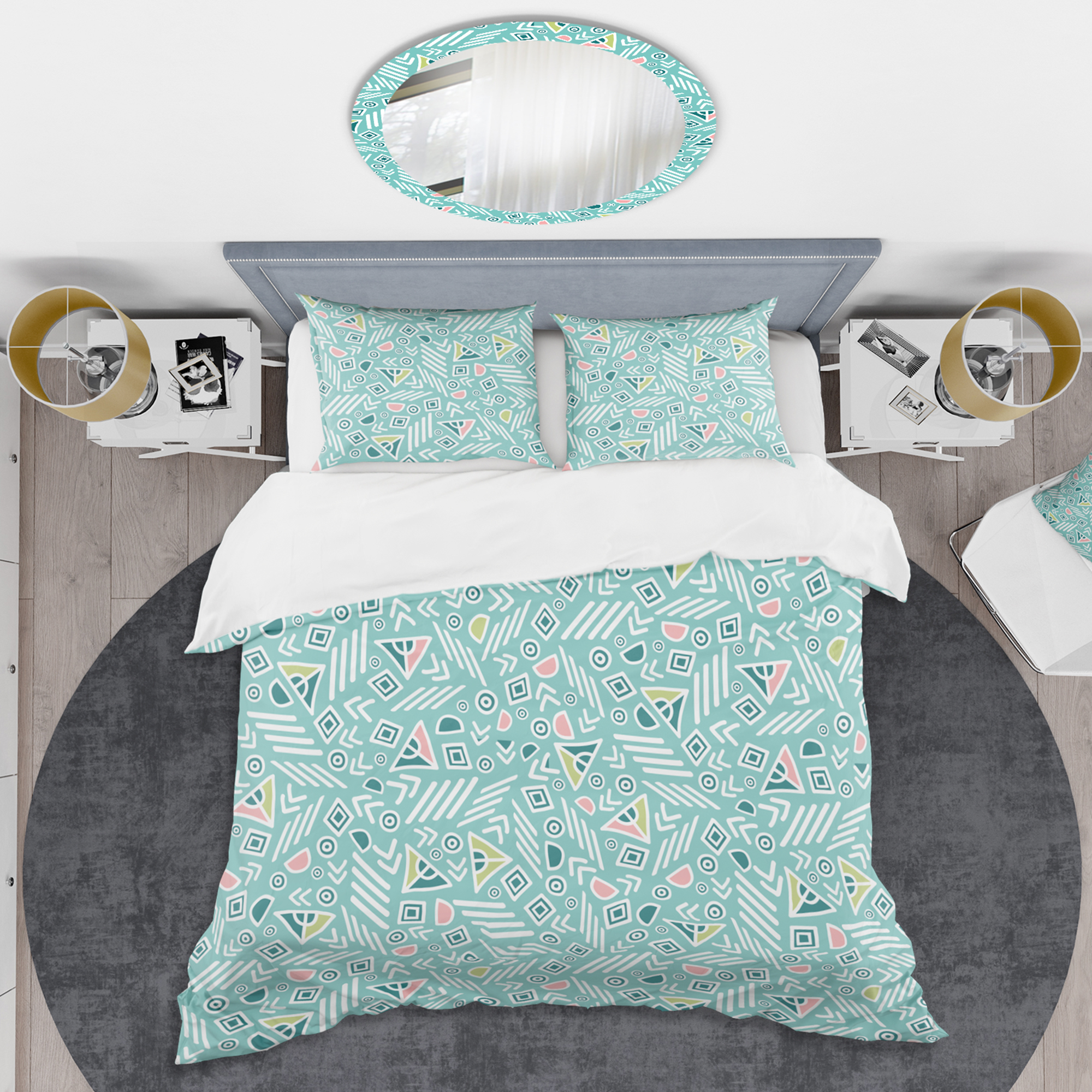 Designart 'Pastel Tribal Retro Pattern' Mid-Century Modern Duvet Cover Set