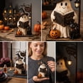 thumbnail image 3 of Halloween Gothic Whimsical Wooden Decoration, Vivid Color Fade Resistant Durable Tabletop Spooky Decor for Flat Wood Craft Office Mantel Cabinet Bookshelf Countertop Home Party Display (ghost), 3 of 5