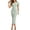 Green, variant on Women's Solid Color Puff Sleeve Bodycon Midi Dress - Slimming Waist-Defining Work Dress for Office, Semi-Formal Occasions, and Professional Settings