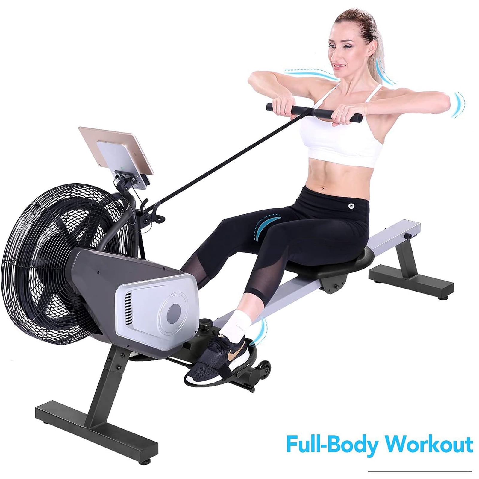 Magnetic Rowing Machine Foldable Rowing Machines for Home Use Full Body Workout Machine Quiet Adjustable Resistance Exercise Equipment w/LCD Monitor R60 