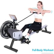 MaxKare Rowing Machine for Indoor Air Rower Dynamic Air Resistance with LCD Monitor and Adjustable Console Angle for Home Use, Cardio Exercise and Workout Training