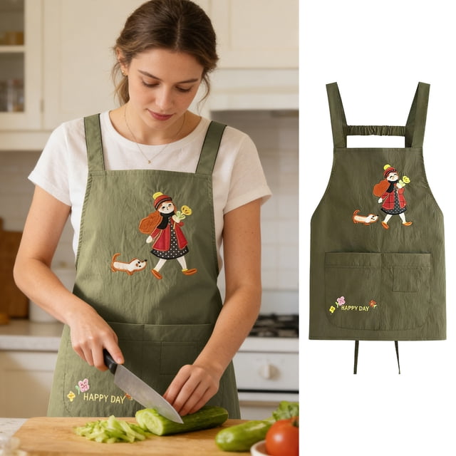 Lunxisen 1 Pcs Waterproof Kitchen Apron for Adults Cooking Stain Resistant Chef Smock Workwear Home Dining Prep