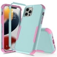 thumbnail image 2 of Apple iPhone 13 Pro Max Case , iPhone 13 Series Rugged Rubber Durable 3 in 1 Cover , Phone Case for Girl Men Women Cute (Teal+Pink), 2 of 7