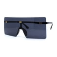 thumbnail image 1 of Oversize Rimless Shield Square Rectangle Large Sunglasses All Black, 1 of 4