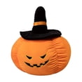 thumbnail image 2 of Euahivb Halloween Pumpkin Decorative Pillow 13.8 x 13.8 Inch Plush Stuffed Toy with Black Wizard Hat for Kids Room Living Room Couch Spooky Holiday Decor, 2 of 7
