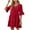 Red, variant on Jalioing 3/4 Sleeve Dress Womens Summer Mini Dresses Hollow-Out Crew Neck Casual Sundress