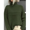 thumbnail image 4 of Suéter PRETTYGARDEN Cuello Alto Tejido Grueso Verde Militar XL, 4 of 6