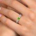 thumbnail image 4 of Gem Stone King 14K Two Tone Gold Green Peridot and Lab Grown Diamond Engagement Ring for Women | 1.63 Cttw | Princess 5MM | Gemstone August Birthstone | Size 8, 4 of 6