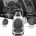 thumbnail image 2 of 5-Seats Car Seat Covers for 95% Hyundai Models Leather Auto Vehicle Seat Cushions Waterproof Seat Cover Airbag Compatible(White&Gray-Luxury), 2 of 6