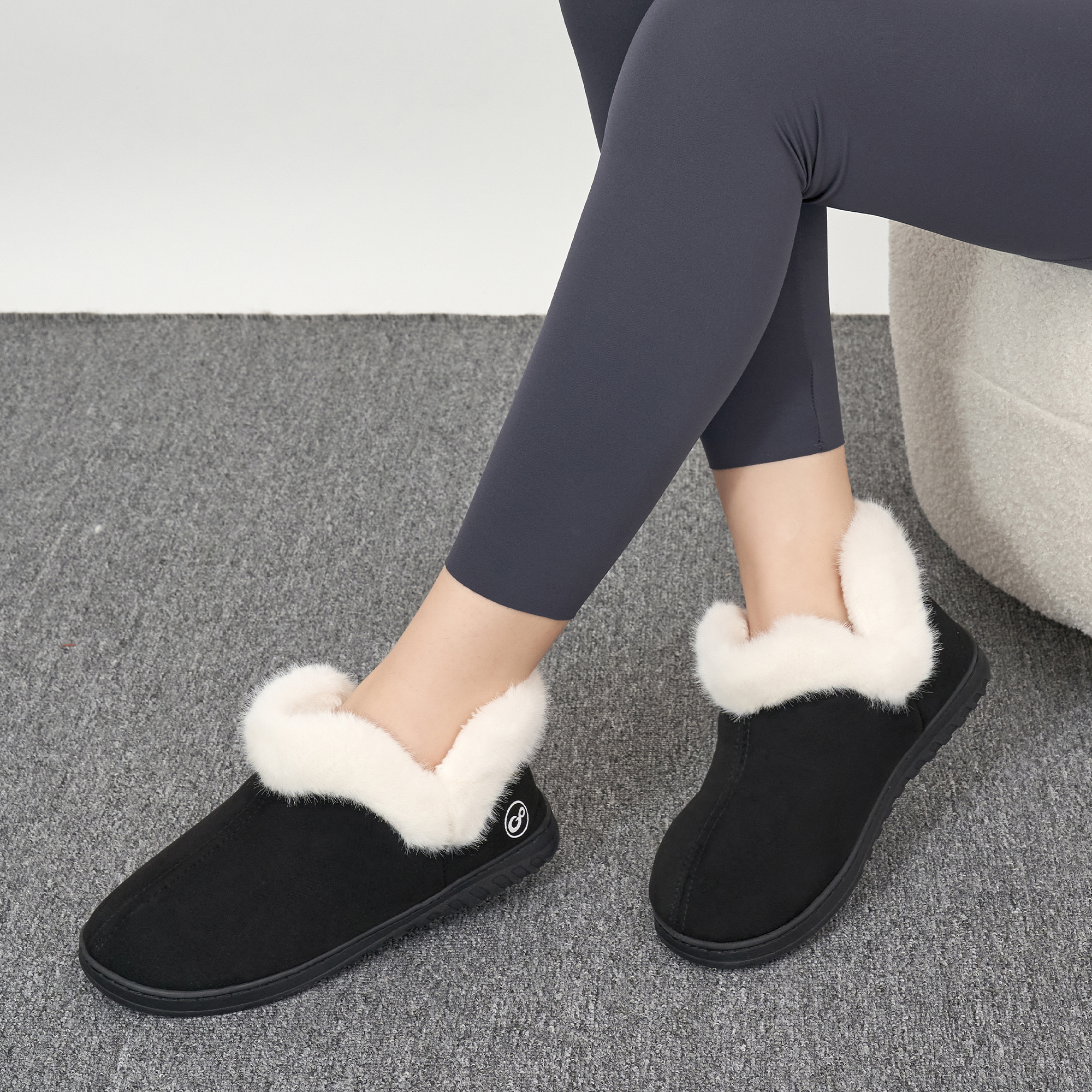 Ecetana Women's Suede House Slippers with Faux Fur Collar photo 6