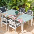 thumbnail image 2 of Bunny Easter Table Cloths for 4 Foot Rectangle Tables, Pink Blue Eggs Tulips Floral Rabbit Wooden Patio Waterproof Elastic Fitted Tablecloths, Washable Rectangular Table Cover for Camping, 2 of 8