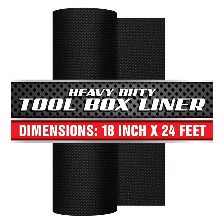 Olsa Tools Tool Box Liner, Drawer Liner and Shelf Liner Black 18 Inch x 24  Feet x 1/8 Thick | Premium Non Adhesive Non-Slip Perforated Surface Tool