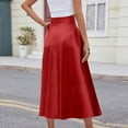 thumbnail image 4 of LWavelet Button-Front Maxi Skirt with Belt Women Daily Casual Flowy Stylish Versatile Bottoms Red S, 4 of 6