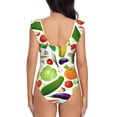 thumbnail image 5 of Goofa Vegetables2 Print Women's Ruffled One Piece Swimsuit V Neck, 5 of 7