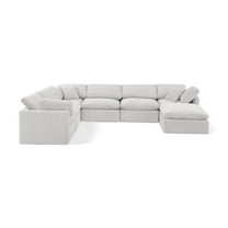 Meridian Furniture Indulge 193.5" Velvet U-Shaped Modular Sectional in Cream