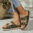 FLTHDD Women‘s Leopard Print Sandals Platform Slip On Soft Sole Double