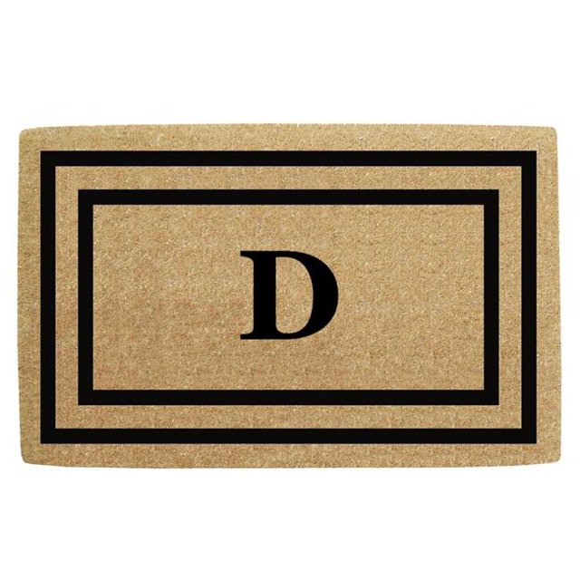 Nedia Home O2044D Tapis de Porte en Fibre de Coco 22 x 36 Po. Cadre Photo Double Fin, Monogramme D - Noir