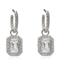Swarovski Ladies Millenia White Rhodium Plated Octagon Cut Drop Earrings